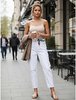 Dámské džíny mom fit s vysokým pasem bílé FashionStreet UY2935