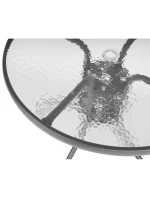 SADA ZAHRADNÍHO NÁBYTKU KULATÝ STŮL 4 ŽIDLE A SLUNEČNÍK TMAVĚ ŠEDÁ SADA ZAHRADNÍHO NÁBYTKU KULATÝ STŮL 4 ŽIDLE A SLUNEČNÍK TMAVĚ ŠEDÁ