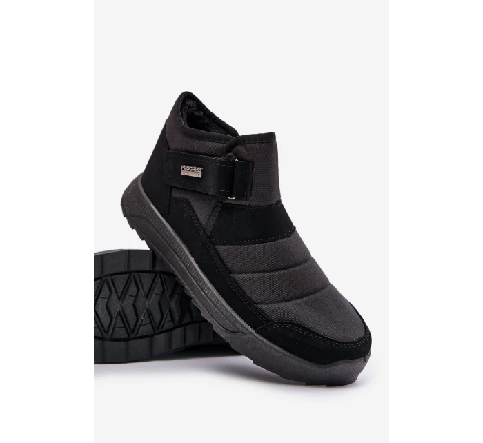 Zateplené pánské zimní boty sněhule černé Progress PROGJ-22-153