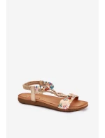 Dámské Ploché Sandály S Pásky A Ozdobou  Zlaté model 21693407 - Artiker