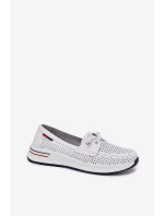 Kožené dámské polobotky na platformě bílé model 21696975 - EVENTO