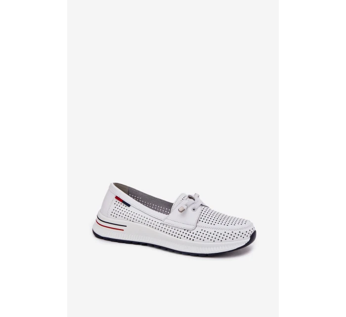 Kožené dámské polobotky na platformě bílé model 21696975 - EVENTO