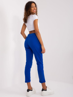 Kobaltově modré basic kalhoty s vysokým pasem od Aprilie