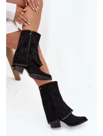 Dámské zateplené kozačky s ohrnovaným svrškem Vinceza – černé