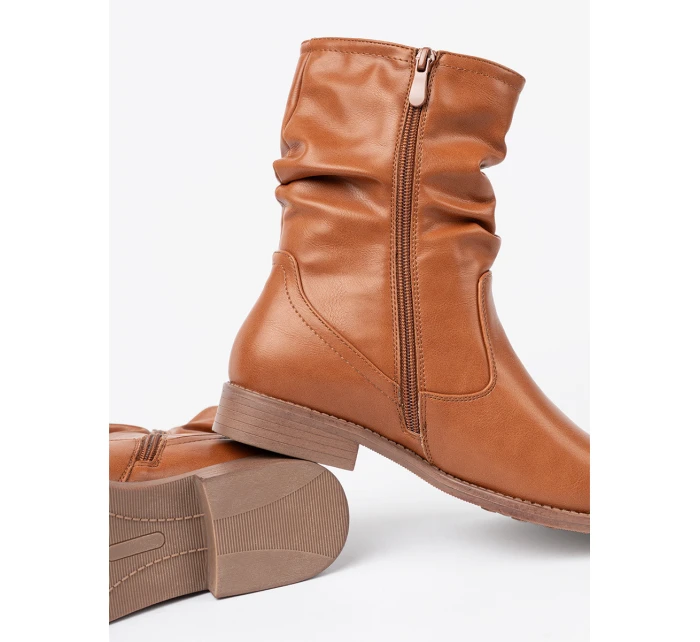 Exkluzívní Karmelowy  kotníčkové boty dámské na plochém podpatku