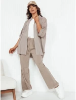 Dámské kalhoty s širokými nohavicemi ASTERS béžové FashionStreet UY2037