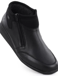 Dámské kožené nepromokavé pohodlné boty černé Rieker 47270-00