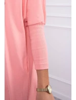 Oversize halenka s duhovým potiskem rtů v meruňkové barvě