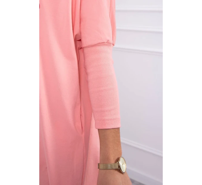 Oversize halenka s duhovým potiskem rtů v meruňkové barvě