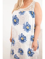 Dámské šaty Plus Size z viskózy s květinovým vzorem a krajkovým výstřihem béžová Dámské šaty Plus Size z viskózy s květinovým vzorem a krajkovým výstřihem béžová