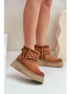 Kožené Semišové Sněhule Boty Na Platformě A Klínu Hnědé model 21678178 Hnědé - Maciejka