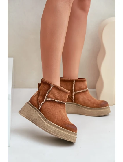 Kožené Semišové Sněhule Boty Na Platformě A Klínu Hnědé model 21678178 Hnědé - Maciejka
