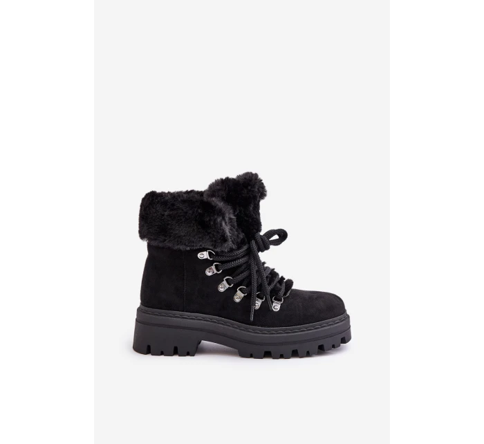 Dámské Šněrovací Boty S Kožíškem Černé Vaminia Dámské Šněrovací Boty S Kožíškem Černé Vaminia