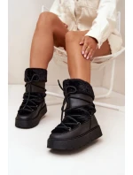 Dámské Sněhule S Kožešinou A Šněrováním Na Platformě Černé model 21705611 - Boto Dámské Sněhule S Kožešinou A Šněrováním Na Platformě Černé model 21705611 - Boto