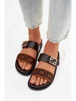 Dámské pantofle se zlatým sponou Černé model 21898346 - Boto Dámské pantofle se zlatým sponou Černé model 21898346 - Boto