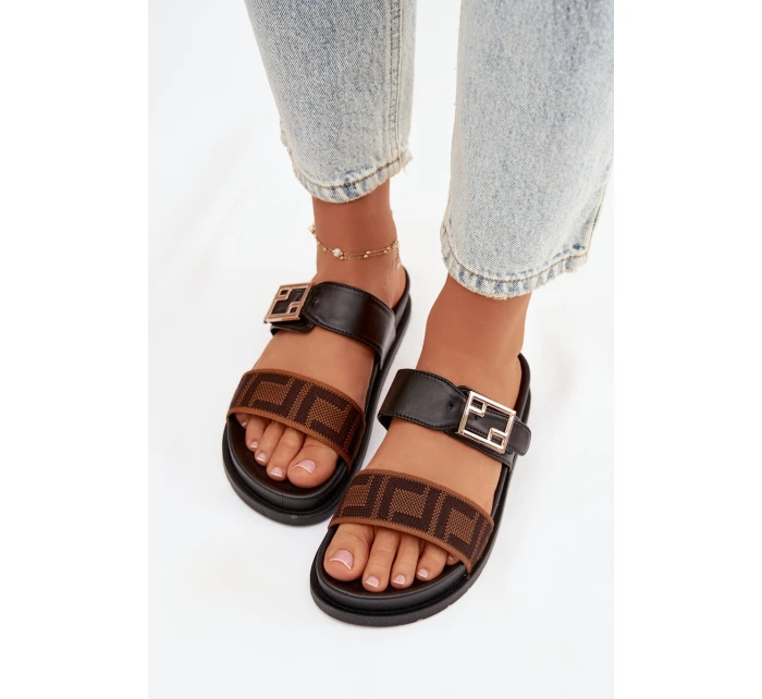 Dámské pantofle se zlatým sponou Černé model 21898346 - Boto Dámské pantofle se zlatým sponou Černé model 21898346 - Boto