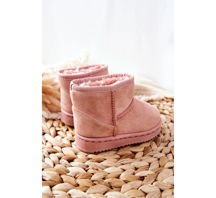 Dětské Teplé Sněhule Semišové Růžové Gooby Dětské Teplé Sněhule Semišové Růžové Gooby