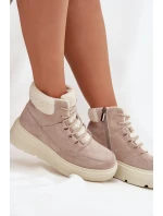 Dámské semišové sněhule Vinceza s kožešinou na platformě – béžové Dámské semišové sněhule Vinceza s kožešinou na platformě – béžové