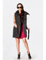 Dlouhá černá dámská vesta s páskem (JIN217) Dlouhá černá dámská vesta s páskem (JIN217)