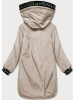 Tmavě béžová dámská bunda s ozdobnou lemovkou (B8150-12)