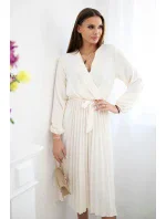 Šaty se lemem světle béžová model 21908583 - K-Fashion Šaty se lemem světle béžová model 21908583 - K-Fashion