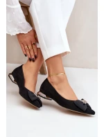 Elegantní Semišové Baleríny Dámské S Mašlí Laura Messi 2893 Černé