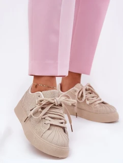 Dámské tenisky se zdobením na platformě béžové Eanneth