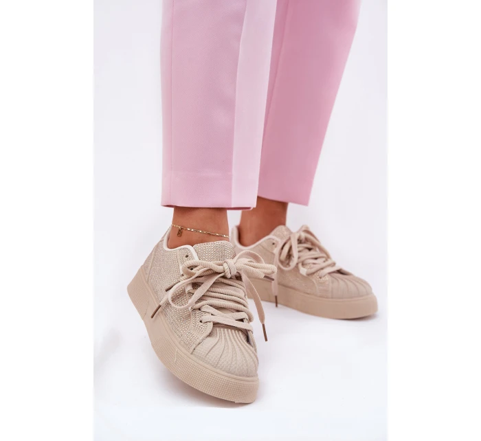 Dámské tenisky se zdobením na platformě béžové Eanneth Dámské tenisky se zdobením na platformě béžové Eanneth