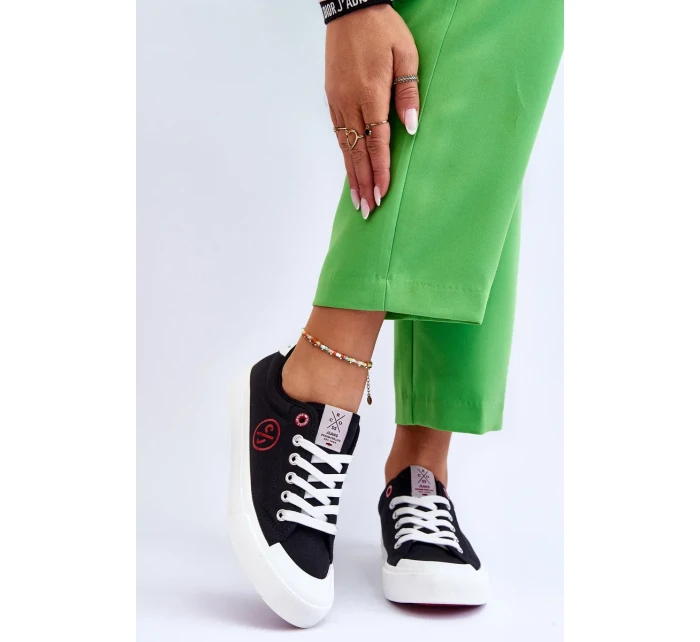 Dámské Cross Jeans Fabric Sneakers LL2R4044 Černé Dámské Cross Jeans Fabric Sneakers LL2R4044 Černé