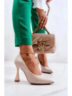 Dámské lodičky na jehlovém podpatku 6AD/23 Béžová - LEWSKI