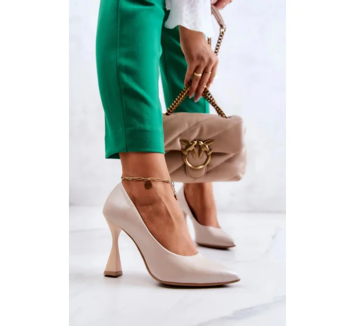 Dámské lodičky na jehlovém podpatku 6AD/23 Béžová - LEWSKI