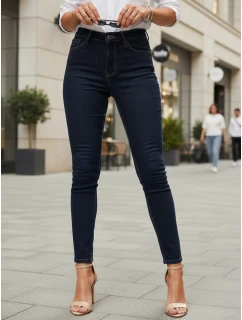 Dámské skinny džíny s vysokým pasem tmavě modré FashionStreet UY2865