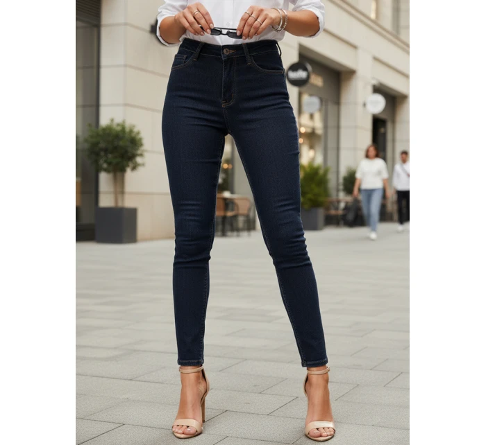 Dámské skinny džíny s vysokým pasem tmavě modré FashionStreet UY2865 Dámské skinny džíny s vysokým pasem tmavě modré FashionStreet UY2865