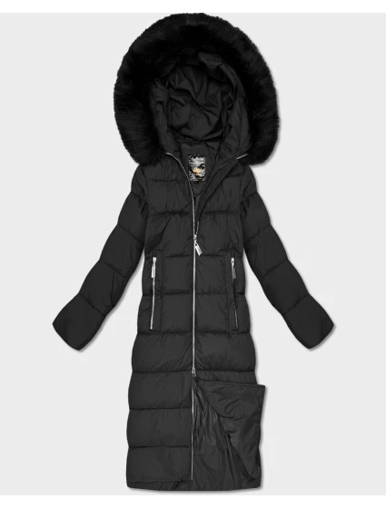 DŁUGA DAMSKA KURTKA ZIMOWA Z KAPTUREM CZARNA model 21241710 - Libland