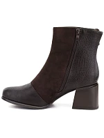Dámské kotníkové boty na podpatku, zateplené, čokoládové, M. Daszyński SA269-5 Dámské kotníkové boty na podpatku, zateplené, čokoládové, M. Daszyński SA269-5