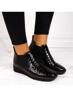 Kožené boty z hadí kůže Rieker W R474 černé Kožené boty z hadí kůže Rieker W R474 černé