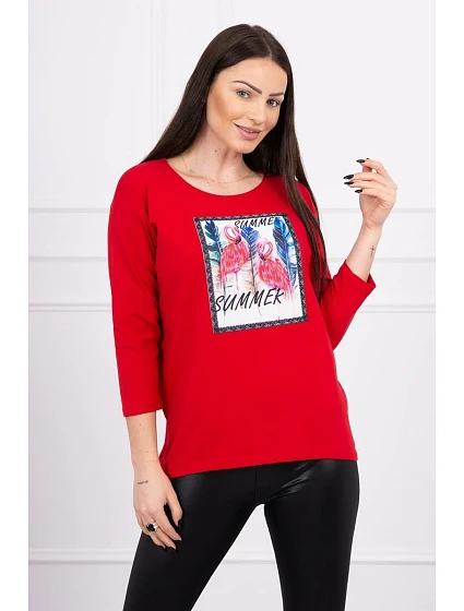 Halenka s 3D grafikou model 18743992 červená - K-Fashion