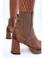 Kůže Botky Na Sloupku Hnědé model 21634850 - Boto
