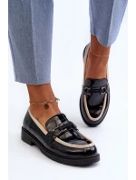 Dámské lakované polobotky mokasíny S.Barski HY336A černé