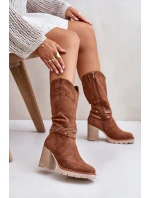 Dámské Kozačky Do  Na Podpatku Zateplené Camel model 21672457 - Boto