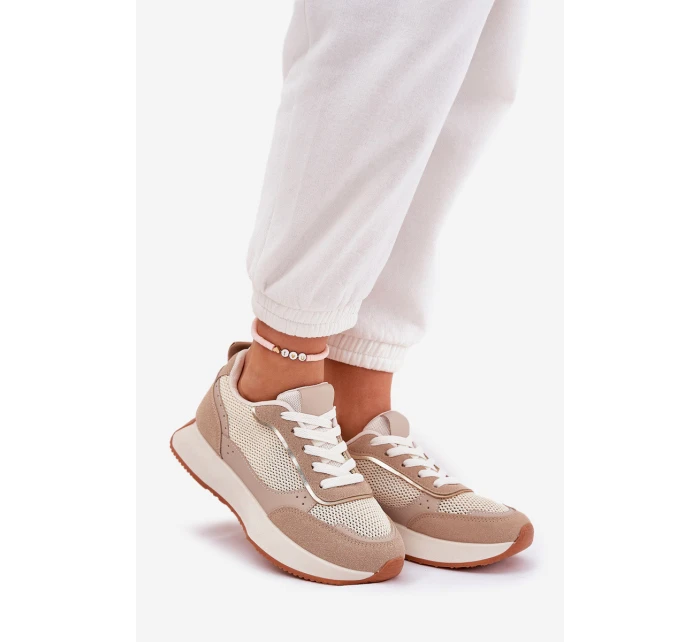 Dámské Sportovní Boty S Síťovinou Na Platformě Khaki Poova Dámské Sportovní Boty S Síťovinou Na Platformě Khaki Poova