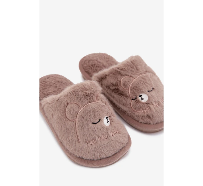 Dětské pantofle s chlupatým tmavě béžovým Norene