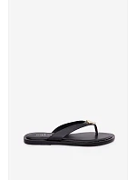 Dámské ploché žabky s zlatým detailem Černé model 22102928 - EVENTO