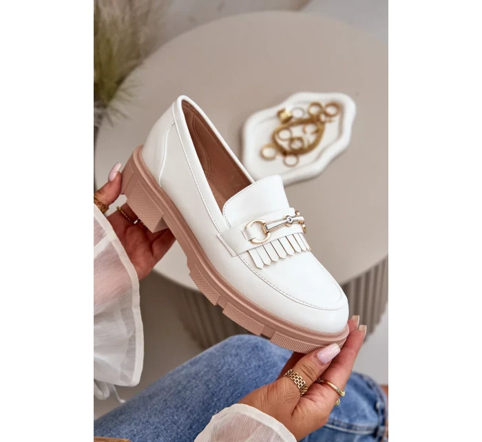 Dámské Mokasíny S Ozdobou Eko Kožené Bílé Tialorae Dámské Mokasíny S Ozdobou Eko Kožené Bílé Tialorae