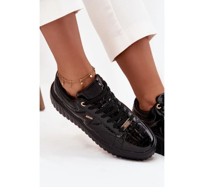 Dámské lakované tenisky na platformě – černé Lee Cooper Dámské lakované tenisky na platformě – černé Lee Cooper