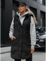 Dámská dlouhá prošívaná vesta černá FashionStreet TY5269