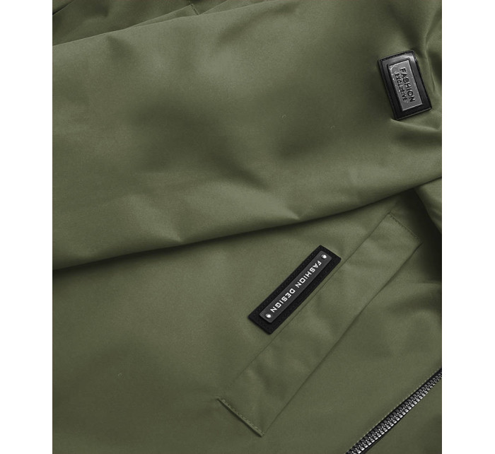 Jednoduchá dámská bunda v khaki barvě (B8018-11)