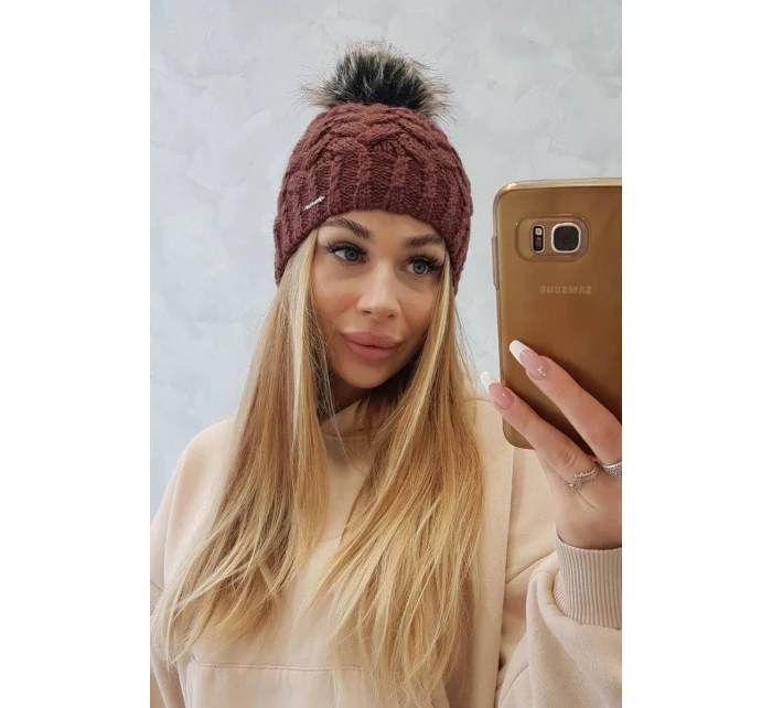 Fleecová čepice Daria K217 hnědá