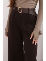 Dámské elegantní kalhoty s páskem a širokou nohavicí hnědé Dámské elegantní kalhoty s páskem a širokou nohavicí hnědé