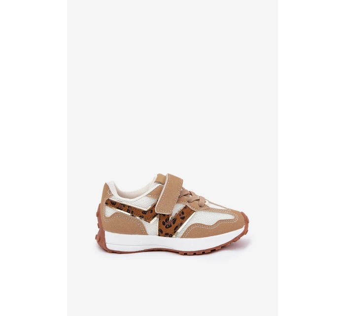 Dětské tenisky na suchý zip s leopardím vzorem tmavě béžové model 21688089 - Boto Dětské tenisky na suchý zip s leopardím vzorem tmavě béžové model 21688089 - Boto